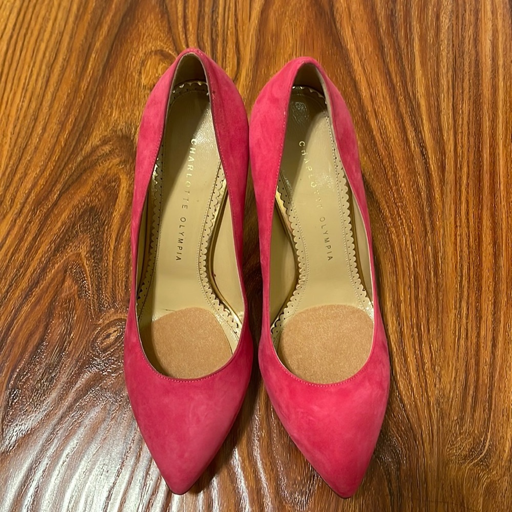 New Charlotte Olympia Pink 110mm Suede Pumps 38.5